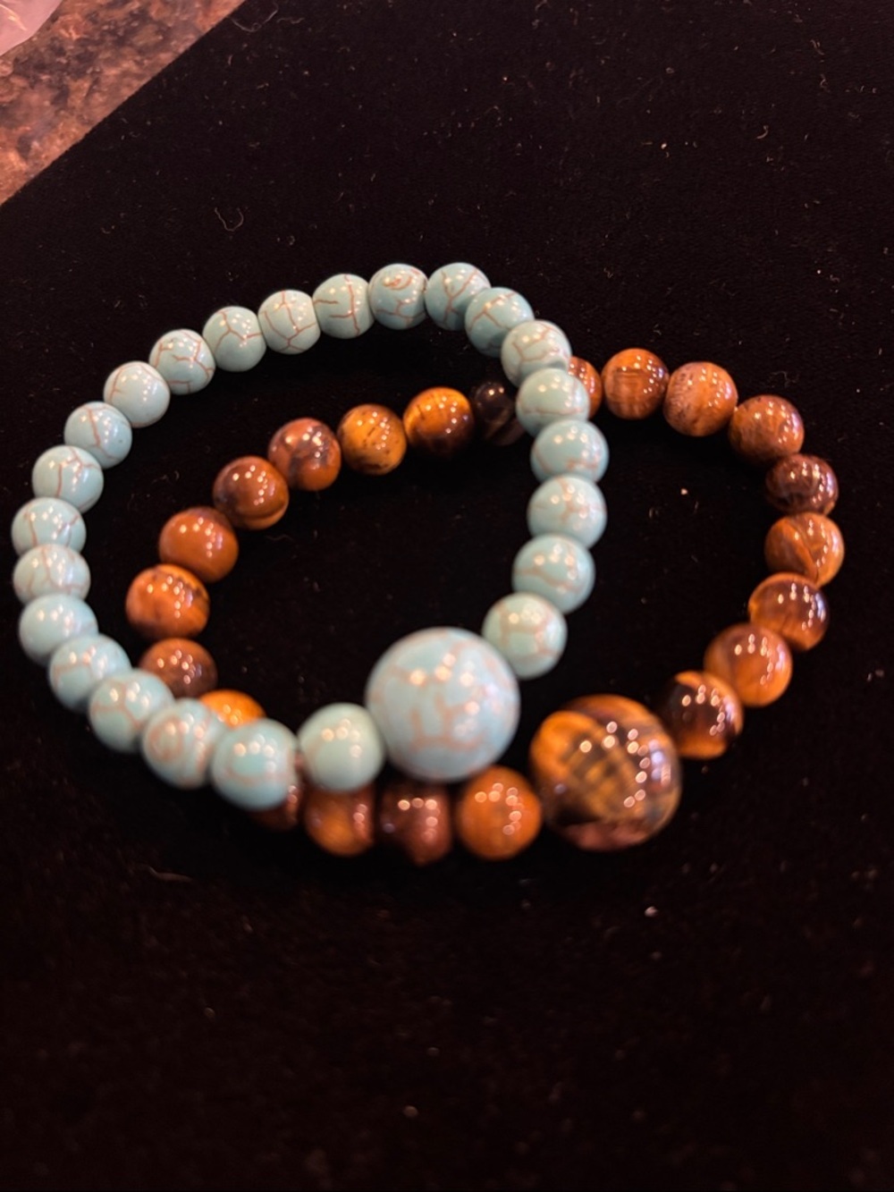 Turquoise and Brown Beaded Bracelet Set - Women's Jewelry